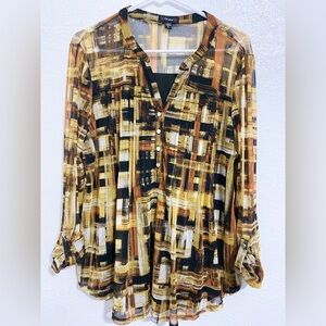 Cocomo  brand Black and Tan color scheme Blouse